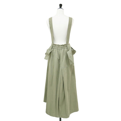 サスペンダー付き タック ロング スカート / アシンメトリー Aライン コットン