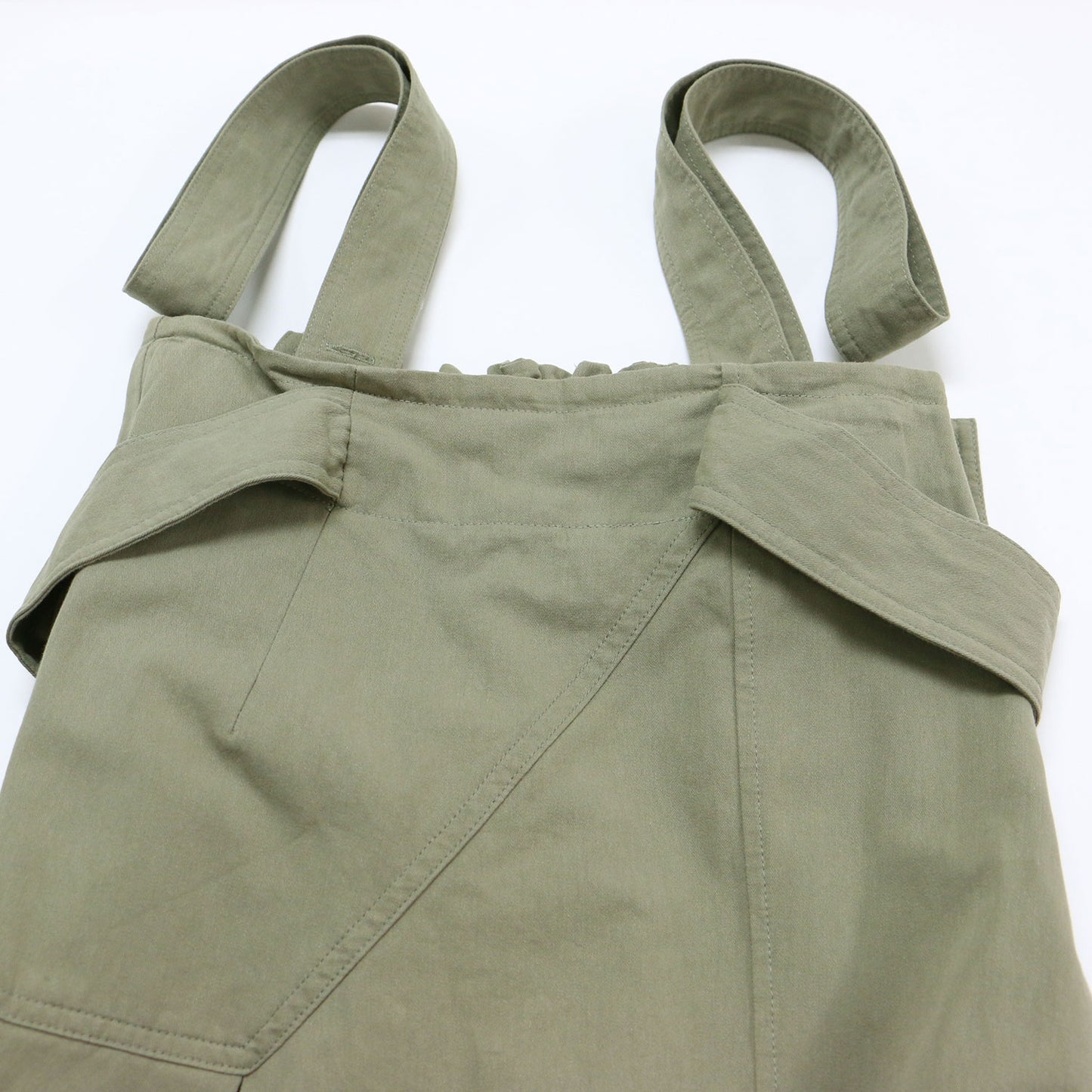 サスペンダー付き タック ロング スカート / アシンメトリー Aライン コットン