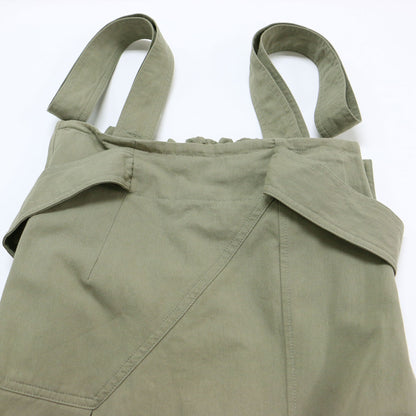 サスペンダー付き タック ロング スカート / アシンメトリー Aライン コットン