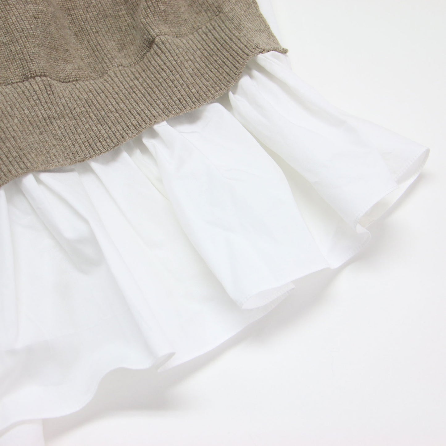ベスト ドッキング フレア ブラウス / vest docking flare blouse プルオーバー ハイネック ギャザー ウール コットン