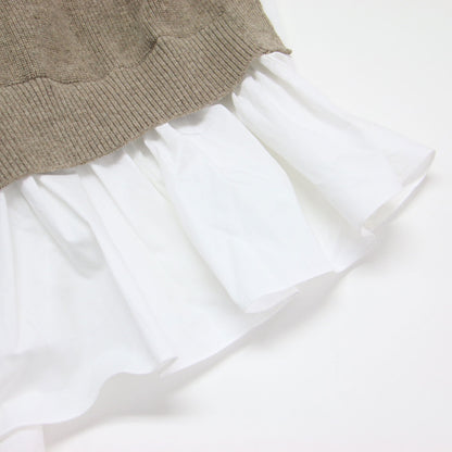 ベスト ドッキング フレア ブラウス / vest docking flare blouse プルオーバー ハイネック ギャザー ウール コットン