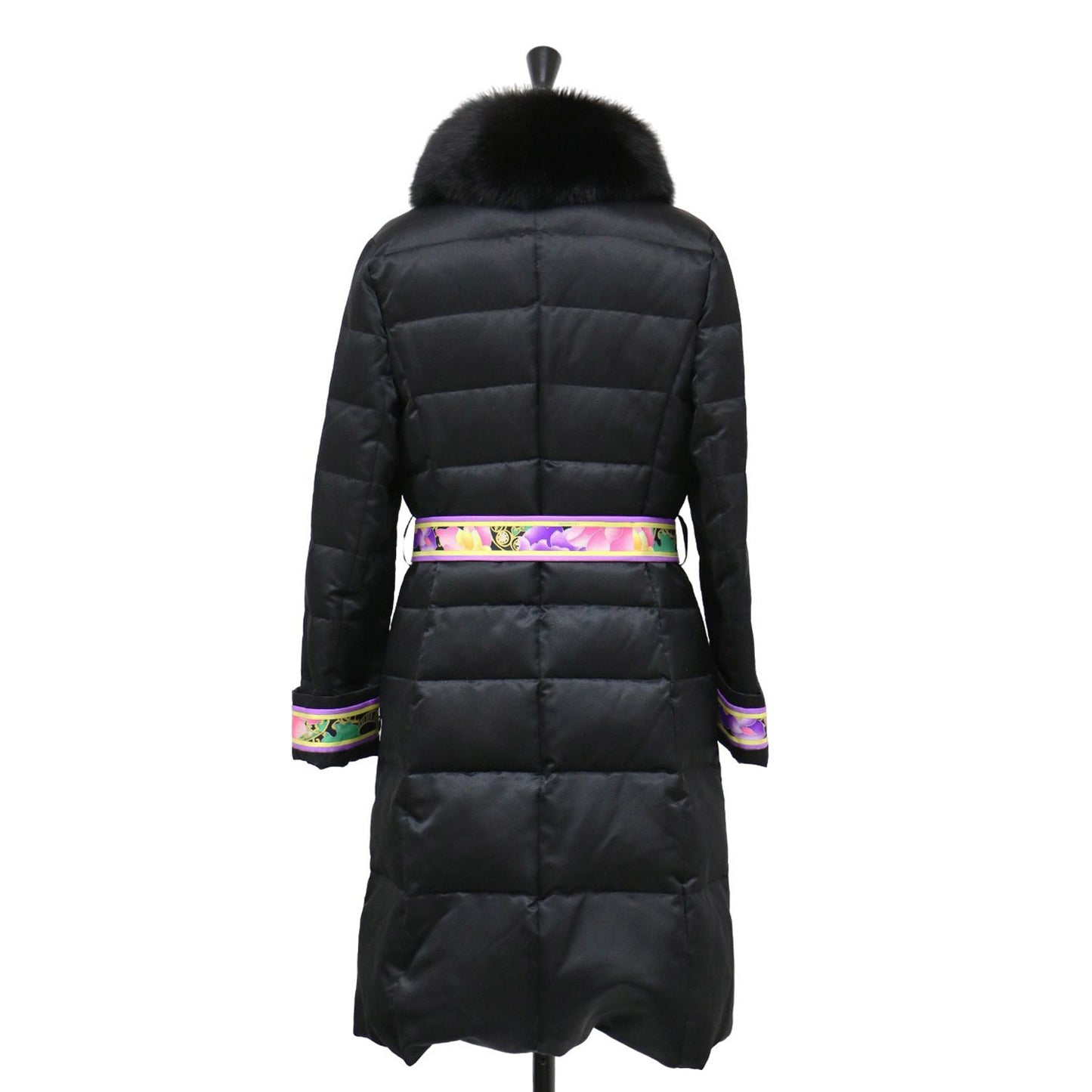 ファー付き ロングコート / ベルト付き 花柄 総柄