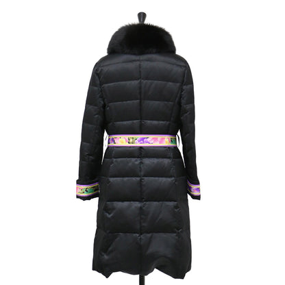 ファー付き ロングコート / ベルト付き 花柄 総柄