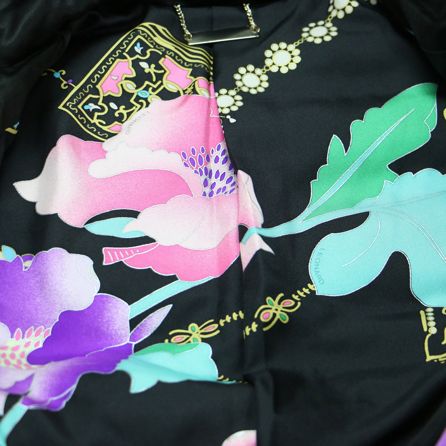 ファー付き ロングコート / ベルト付き 花柄 総柄