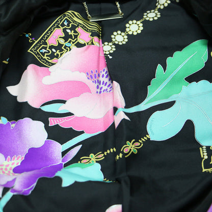 ファー付き ロングコート / ベルト付き 花柄 総柄