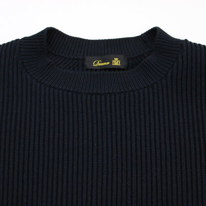 7G 畔編み クルーネック ニット ベスト / ノースリーブ ワイド オフショルダー スリット