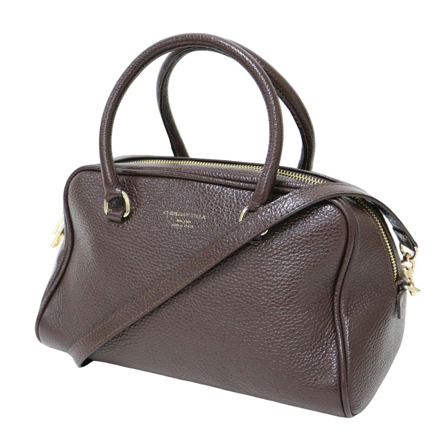 レザー ボストンバッグ / 2WAY ショルダーバッグ ロゴ 牛革