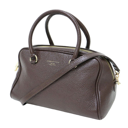 レザー ボストンバッグ / 2WAY ショルダーバッグ ロゴ 牛革