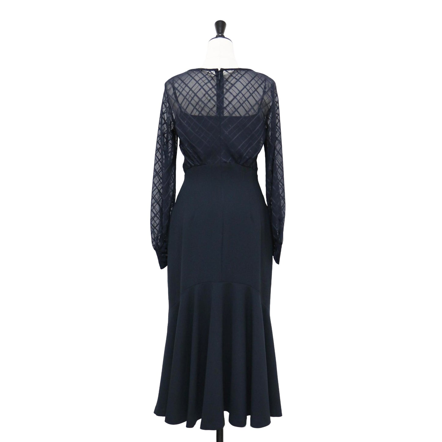 ブラウス ドッキング ワンピース / ロング丈 長袖 シアー チェック マーメイド