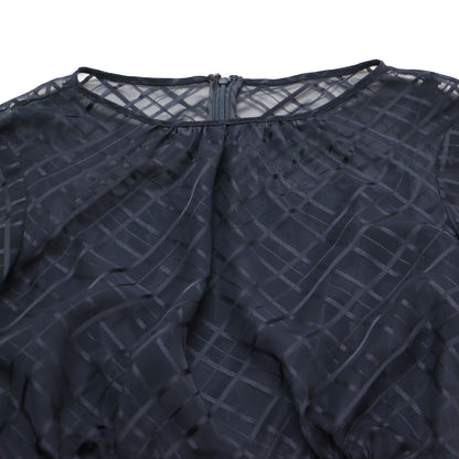 ブラウス ドッキング ワンピース / ロング丈 長袖 シアー チェック マーメイド