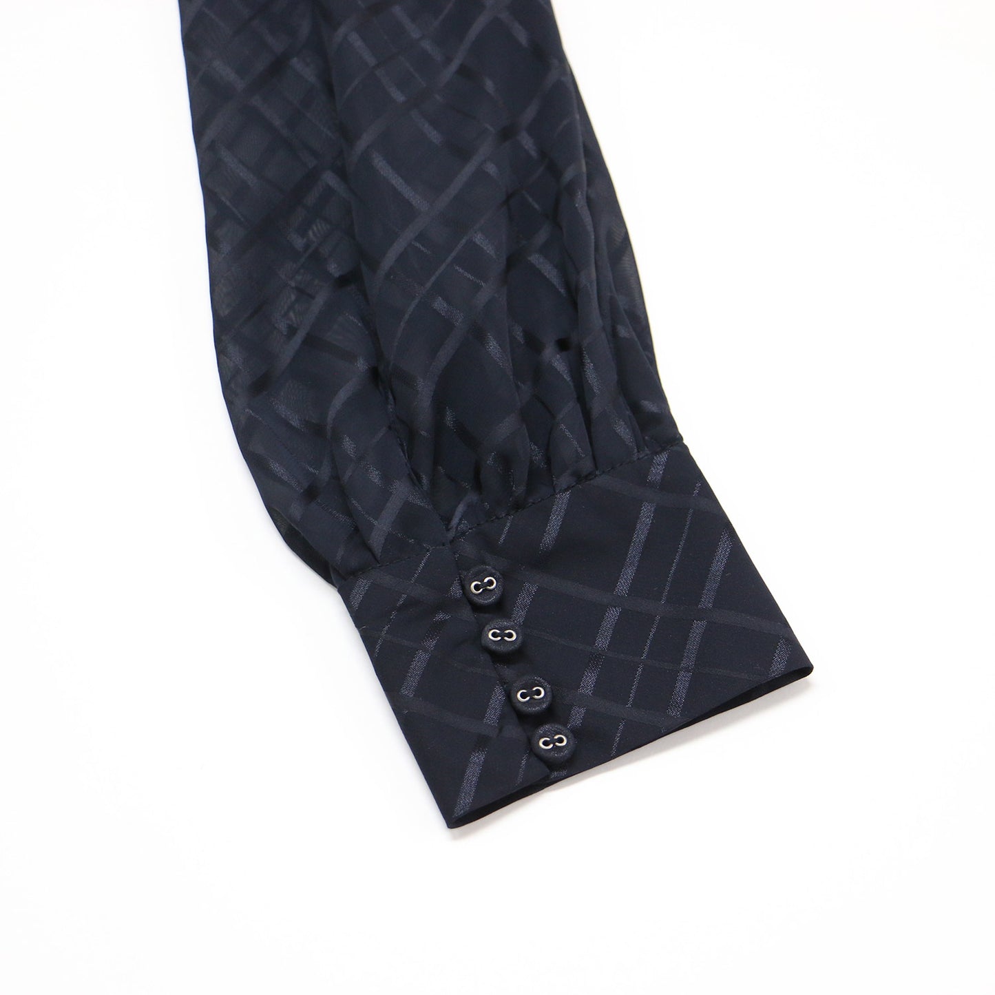 ブラウス ドッキング ワンピース / ロング丈 長袖 シアー チェック マーメイド