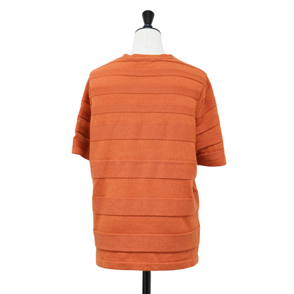 Vネック 半袖 カーディガン / サマーニット ニット ボーダー ハイゲージ レーヨン シルク