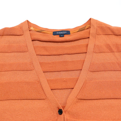 Vネック 半袖 カーディガン / サマーニット ニット ボーダー ハイゲージ レーヨン シルク