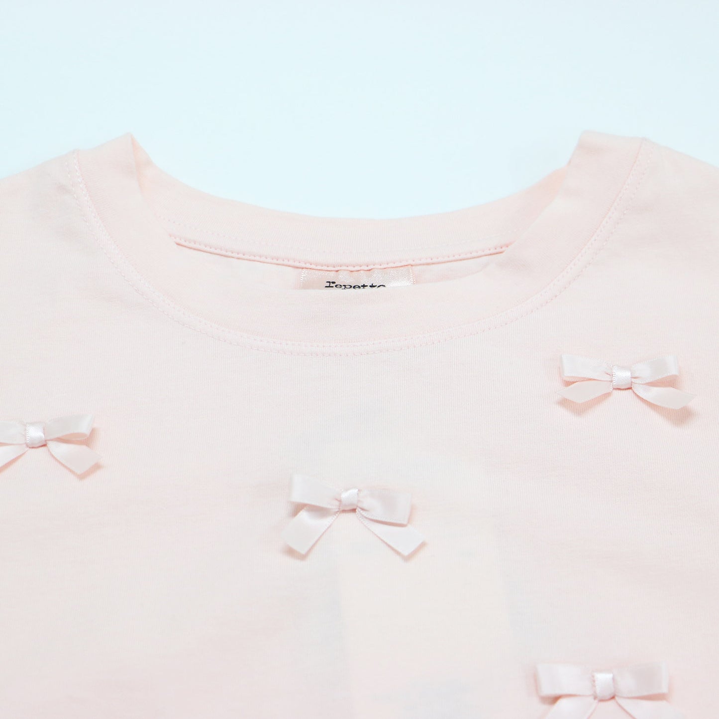 24春夏 リボンモチーフ Tシャツ / SMALL KNOTS T-SHIRT カットソー クルーネック 半袖 ショートスリーブ コットン