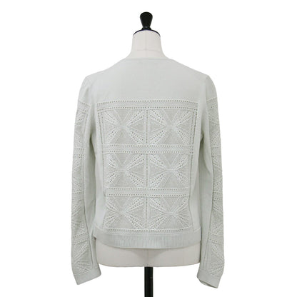 24春夏 クロッシェ編み クルーネック カーディガン / Ice Cotton Sophia ニット 長袖 透かし編み コットン