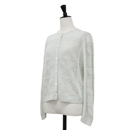 24春夏 クロッシェ編み クルーネック カーディガン / Ice Cotton Sophia ニット 長袖 透かし編み コットン