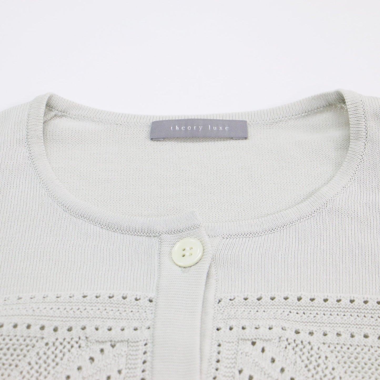 24春夏 クロッシェ編み クルーネック カーディガン / Ice Cotton Sophia ニット 長袖 透かし編み コットン