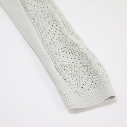 24春夏 クロッシェ編み クルーネック カーディガン / Ice Cotton Sophia ニット 長袖 透かし編み コットン