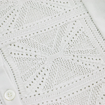 24春夏 クロッシェ編み クルーネック カーディガン / Ice Cotton Sophia ニット 長袖 透かし編み コットン