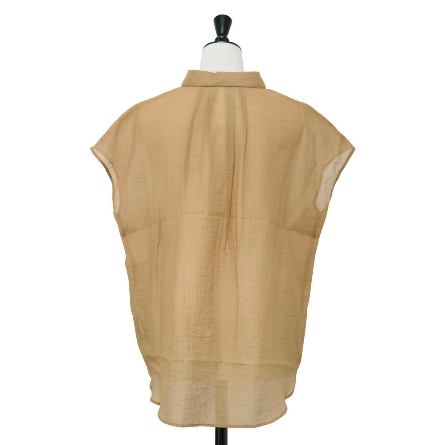 カールマイヤー パール釦 半袖 2WAY ブラウス / シャツ フレンチスリーブ パールボタン タック シアー