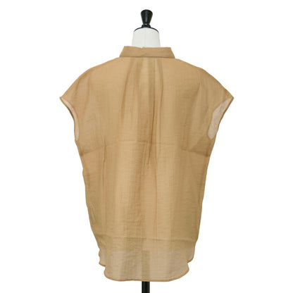 カールマイヤー パール釦 半袖 2WAY ブラウス / シャツ フレンチスリーブ パールボタン タック シアー