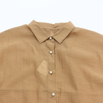 カールマイヤー パール釦 半袖 2WAY ブラウス / シャツ フレンチスリーブ パールボタン タック シアー