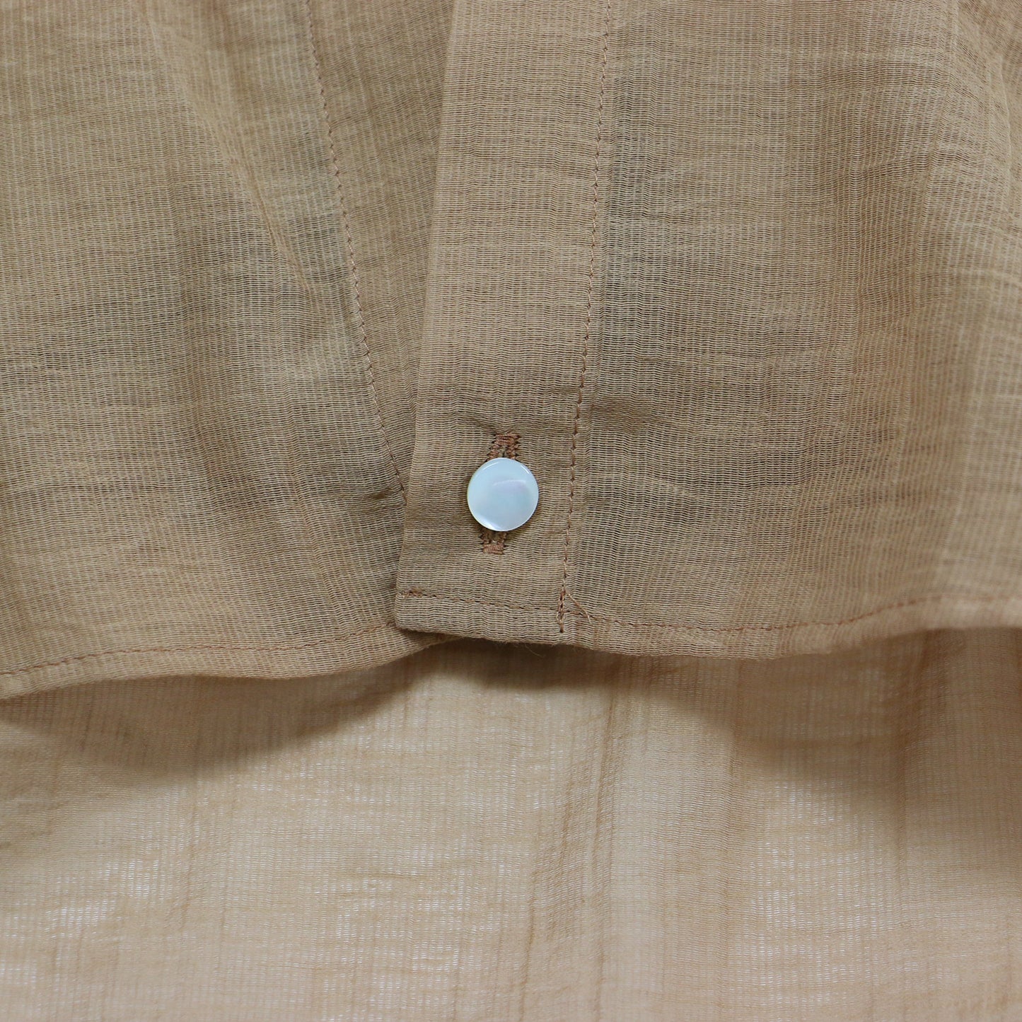 カールマイヤー パール釦 半袖 2WAY ブラウス / シャツ フレンチスリーブ パールボタン タック シアー