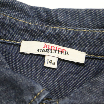 ロゴ デニム シャツ / 長袖 スナップボタン コットン ウォッシャブル