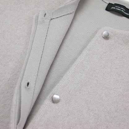 24秋冬 FOXブレンド セッケツ ノーカラー ニット カーディガン / ジャケット 長袖 クルーネック ワイド 比翼ボタン ウール