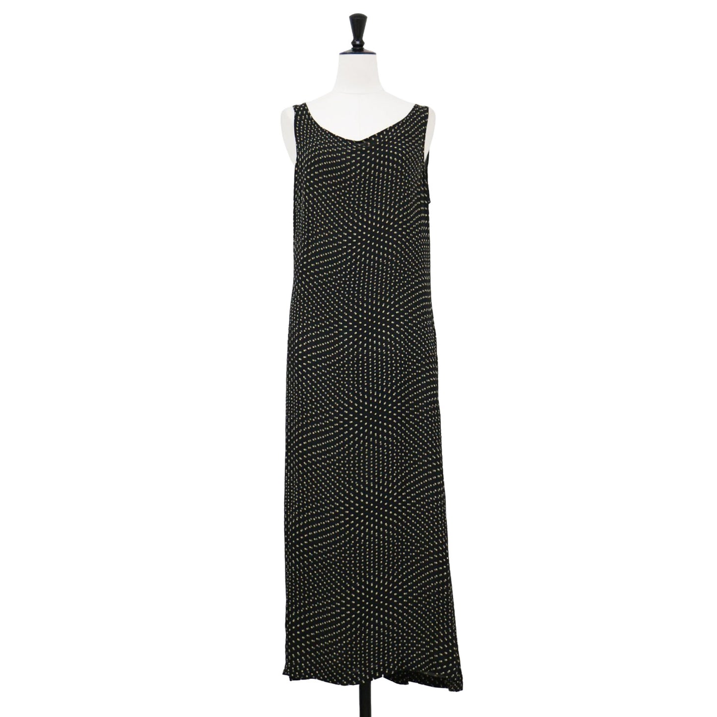 Yohji Yamamoto ＋NOIR ドットプリント ワンピース / ロング丈 マキシ ノースリーブ 総柄 ジョーゼット ヴィンテージ