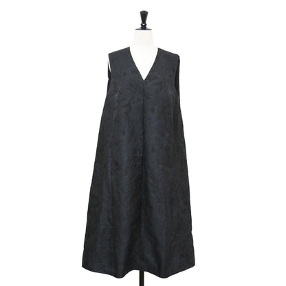 フラワー ジャガード Aライン ドレス / Swaying Flower Jaquard Aline Dress ワンピース ミディ丈 ノースリーブ Vネック