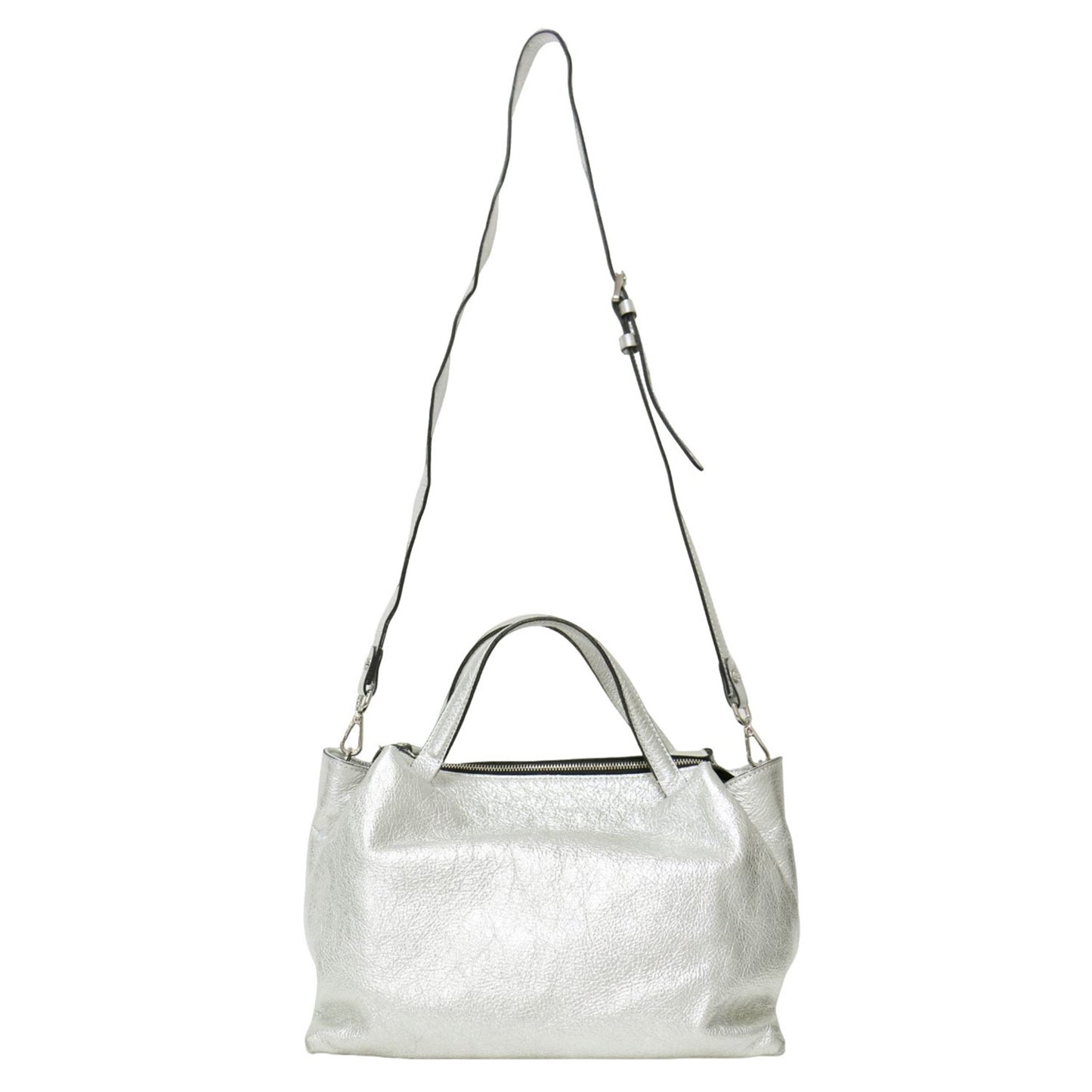 オリガミ ハンドバッグ / 2WAY ショルダーバッグ メタリック レザー 牛革