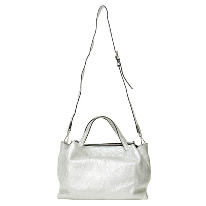 オリガミ ハンドバッグ / 2WAY ショルダーバッグ メタリック レザー 牛革