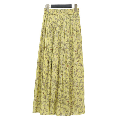 ブライトサテン フラワー プリント スカート / ロング丈 ウエストゴム 花柄 フレア