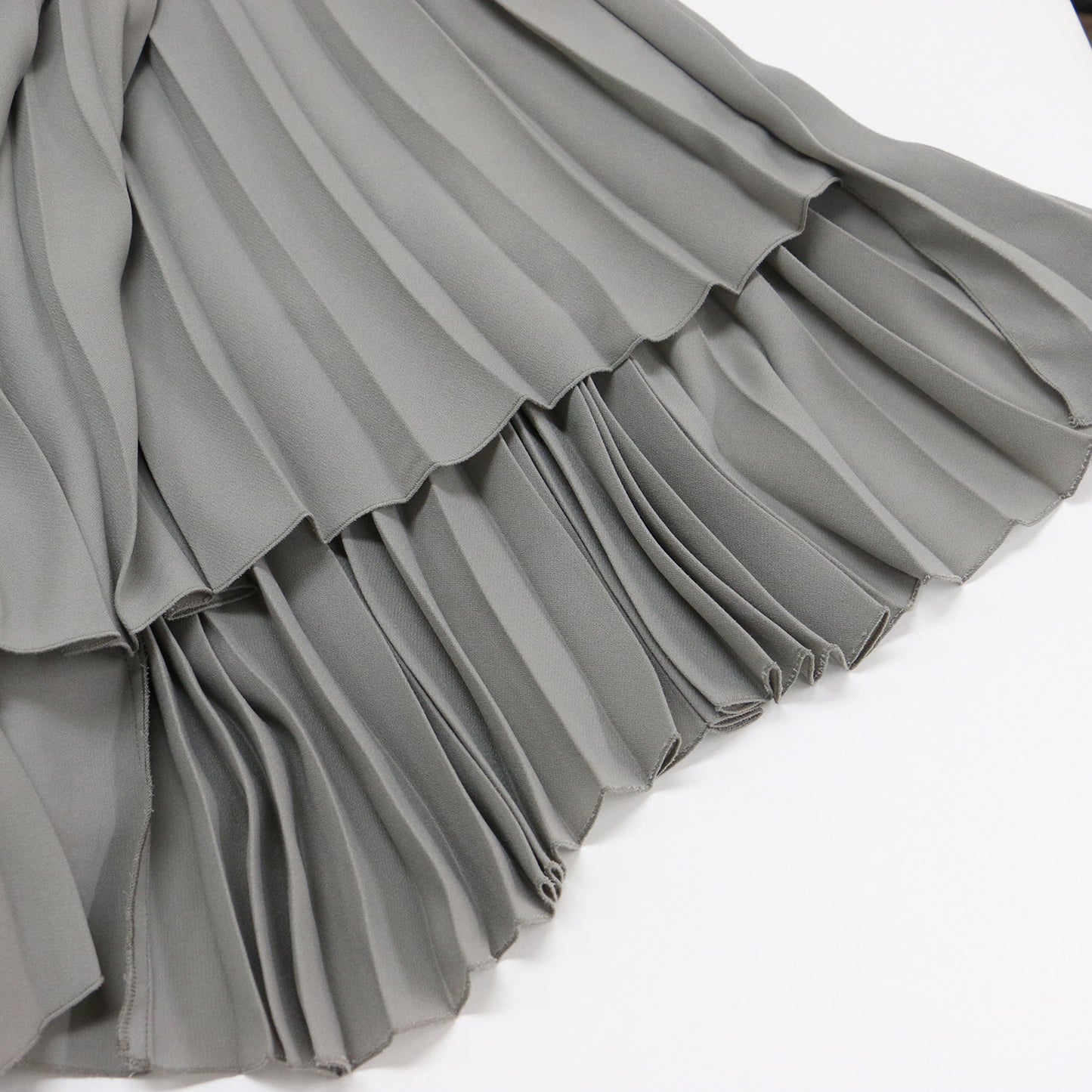 ランダムプリーツ ロング スカート / NATURAL CREPE IRREGULAR PLEAT SK アシンメトリー