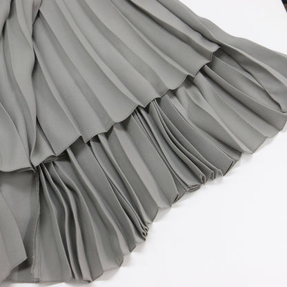 ランダムプリーツ ロング スカート / NATURAL CREPE IRREGULAR PLEAT SK アシンメトリー