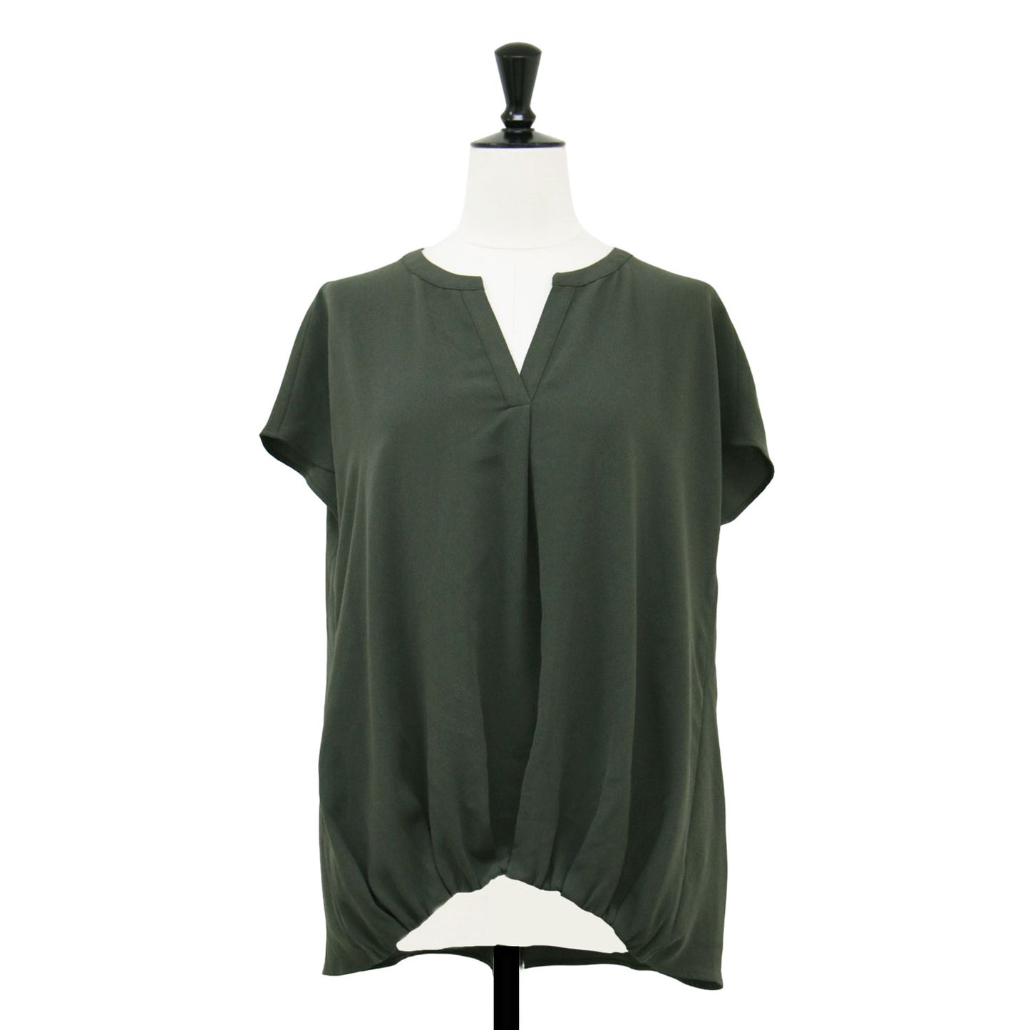 スキッパー ジョーゼット ブラウス / Heavy Pearl Nico フレンチスリーブ ギャザー タック ウォッシャブル