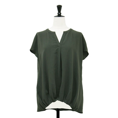 スキッパー ジョーゼット ブラウス / Heavy Pearl Nico フレンチスリーブ ギャザー タック ウォッシャブル