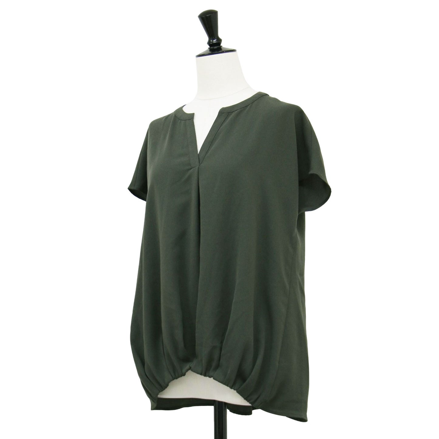 スキッパー ジョーゼット ブラウス / Heavy Pearl Nico フレンチスリーブ ギャザー タック ウォッシャブル