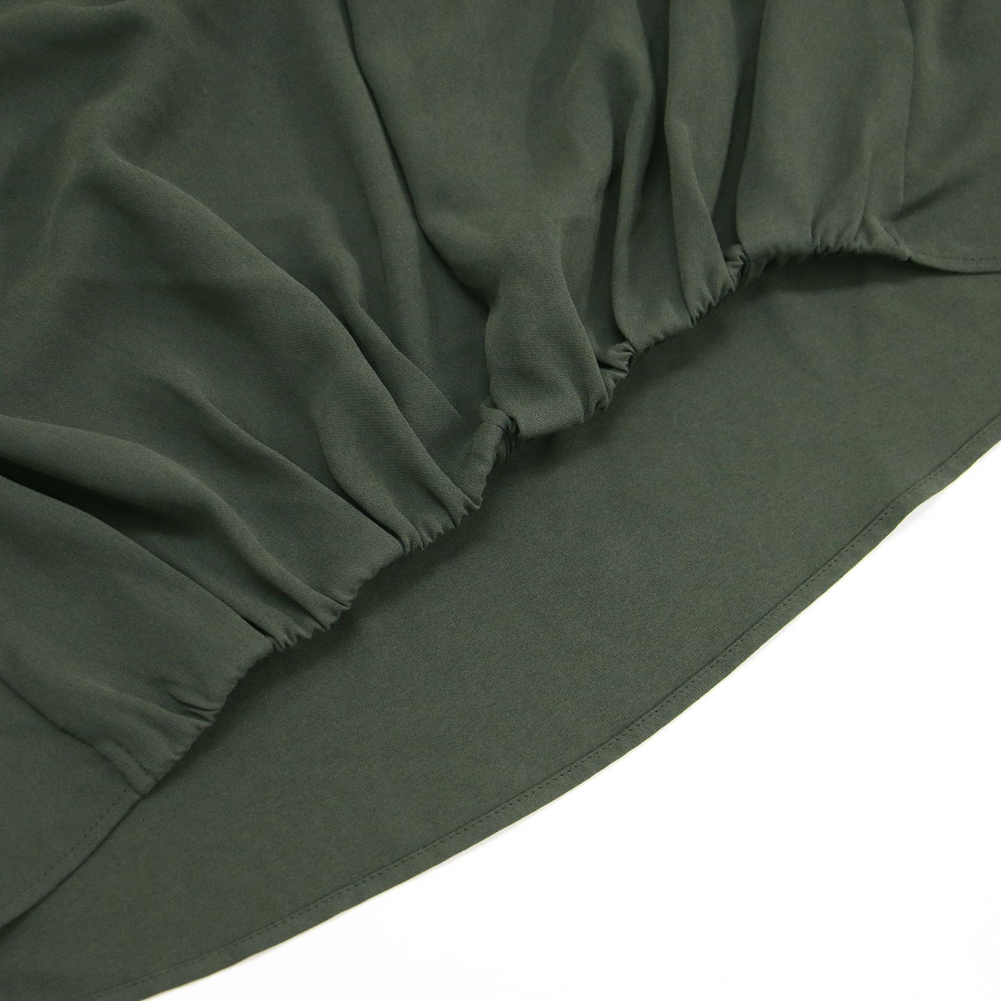 スキッパー ジョーゼット ブラウス / Heavy Pearl Nico フレンチスリーブ ギャザー タック ウォッシャブル