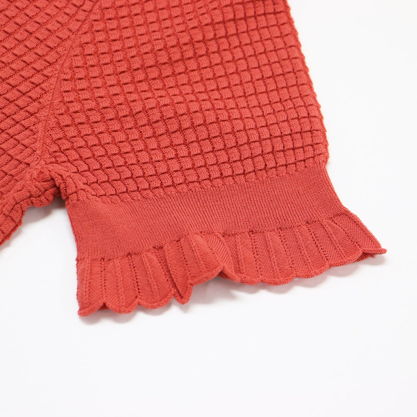 スカラップ ショートスリーブ ニット / Bristol Cotton Lace Trim PO サマーニット 半袖 コットン ナイロン