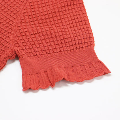 スカラップ ショートスリーブ ニット / Bristol Cotton Lace Trim PO サマーニット 半袖 コットン ナイロン