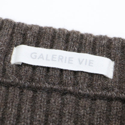 ウール カシミヤ リブ Iライン ミディ スカート / タイト ニット ファティーグ調 ポケット