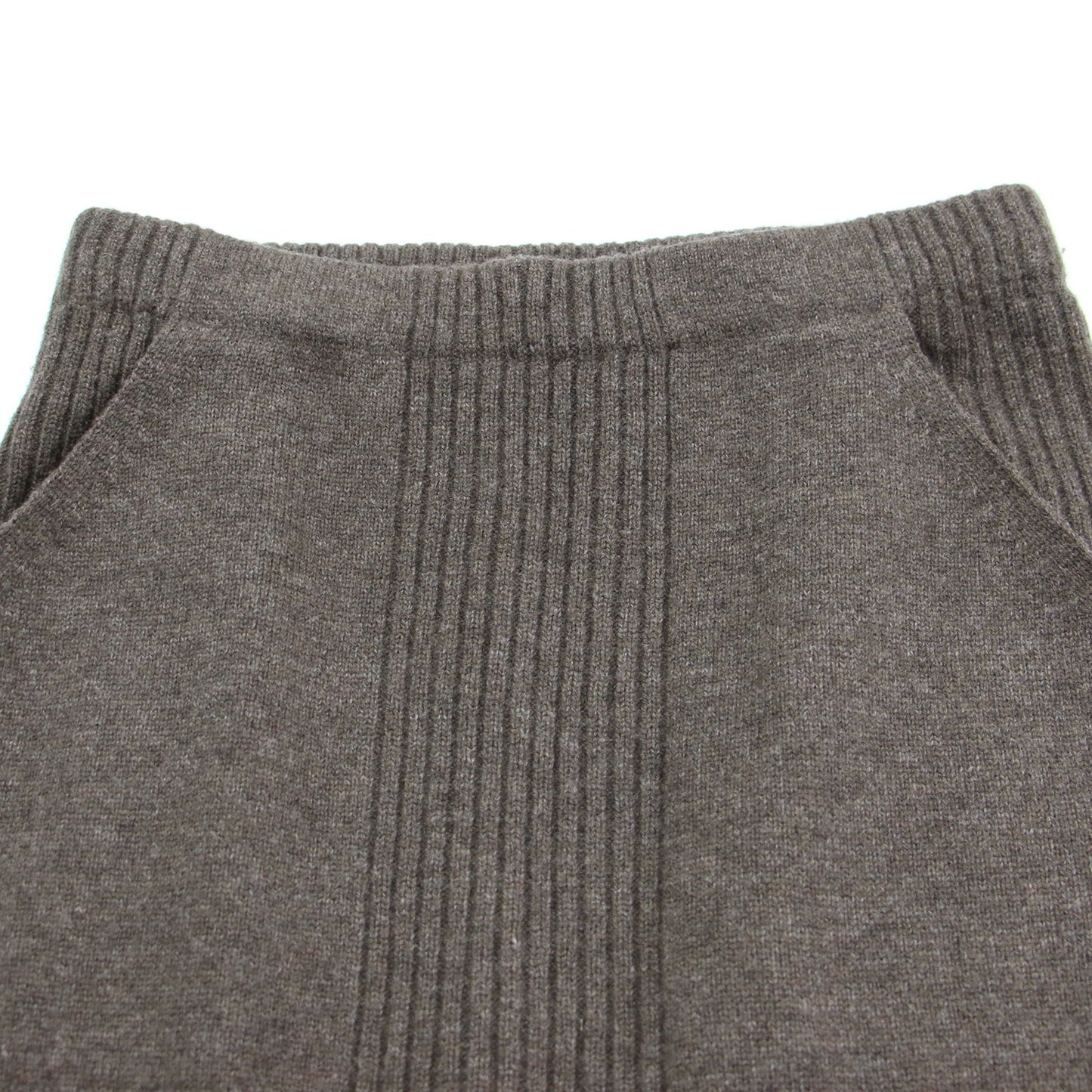 ウール カシミヤ リブ Iライン ミディ スカート / タイト ニット ファティーグ調 ポケット