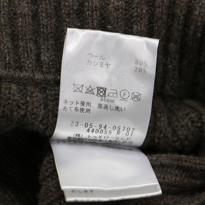 ウール カシミヤ リブ Iライン ミディ スカート / タイト ニット ファティーグ調 ポケット