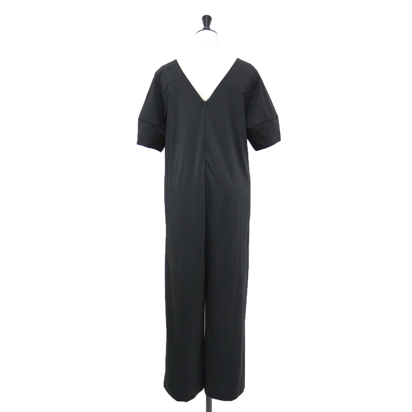 カットソー オールインワン / サロペット キーネック 半袖 ストレッチ コットン