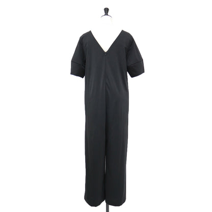 カットソー オールインワン / サロペット キーネック 半袖 ストレッチ コットン