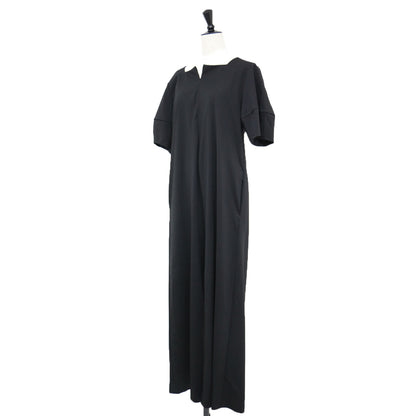 カットソー オールインワン / サロペット キーネック 半袖 ストレッチ コットン