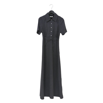 ドット シャツカラー レディ ワンピース / DOT SHIRTS COLLAR LADY OP ロング丈 半袖 襟付き フレア
