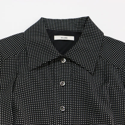ドット シャツカラー レディ ワンピース / DOT SHIRTS COLLAR LADY OP ロング丈 半袖 襟付き フレア
